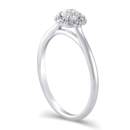 0.38 CT. TW Diamond Flower Frame Engagement Ring in 10K White Gold