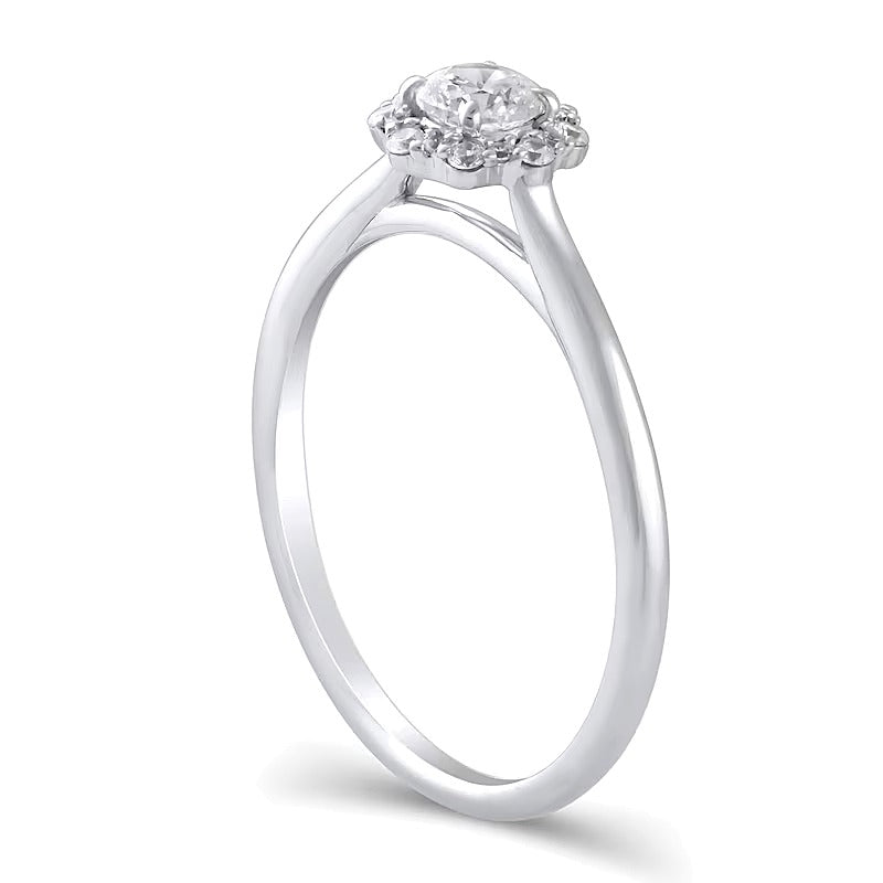 0.38 CT. TW Diamond Flower Frame Engagement Ring in 10K White Gold