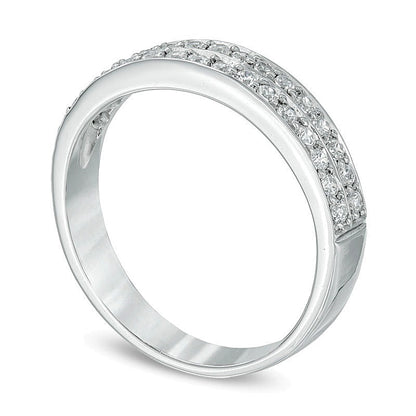 0.25 CT. TW Diamond Double Row Wedding Band in 10K White Gold