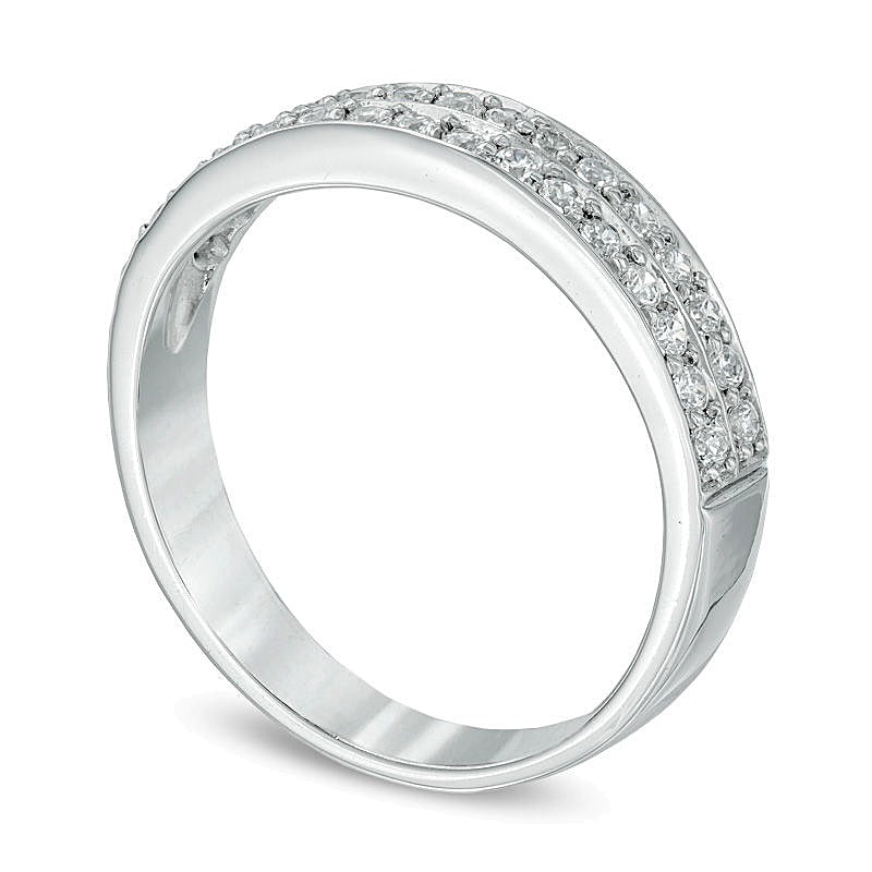 0.25 CT. TW Diamond Double Row Wedding Band in 10K White Gold