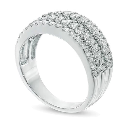1.0 CT. TW Diamond Five Row Band in 14K White Gold (I/SI2)