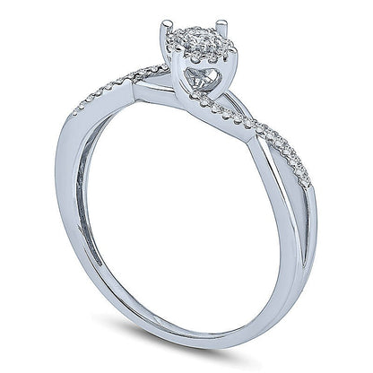 0.17 CT. TW Diamond Frame Bypass Twist Promise Ring in Sterling Silver