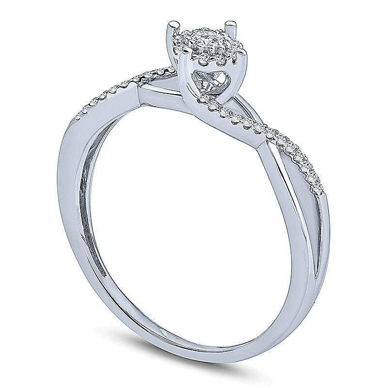 0.17 CT. TW Diamond Frame Bypass Twist Promise Ring in Sterling Silver