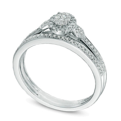 0.2 CT. TW Oval-Shaped Multi-Diamond Bridal Set in 10K White Gold