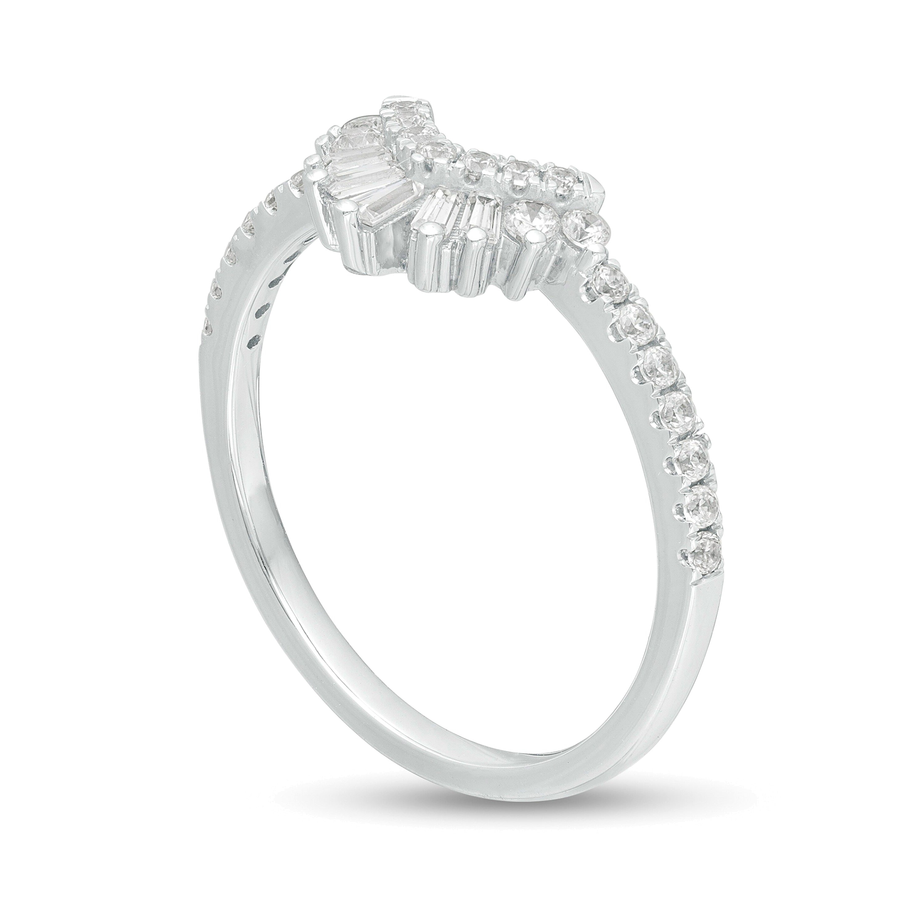 0.38 CT. TW Diamond Contour Crown Anniversary Band in 14K White Gold