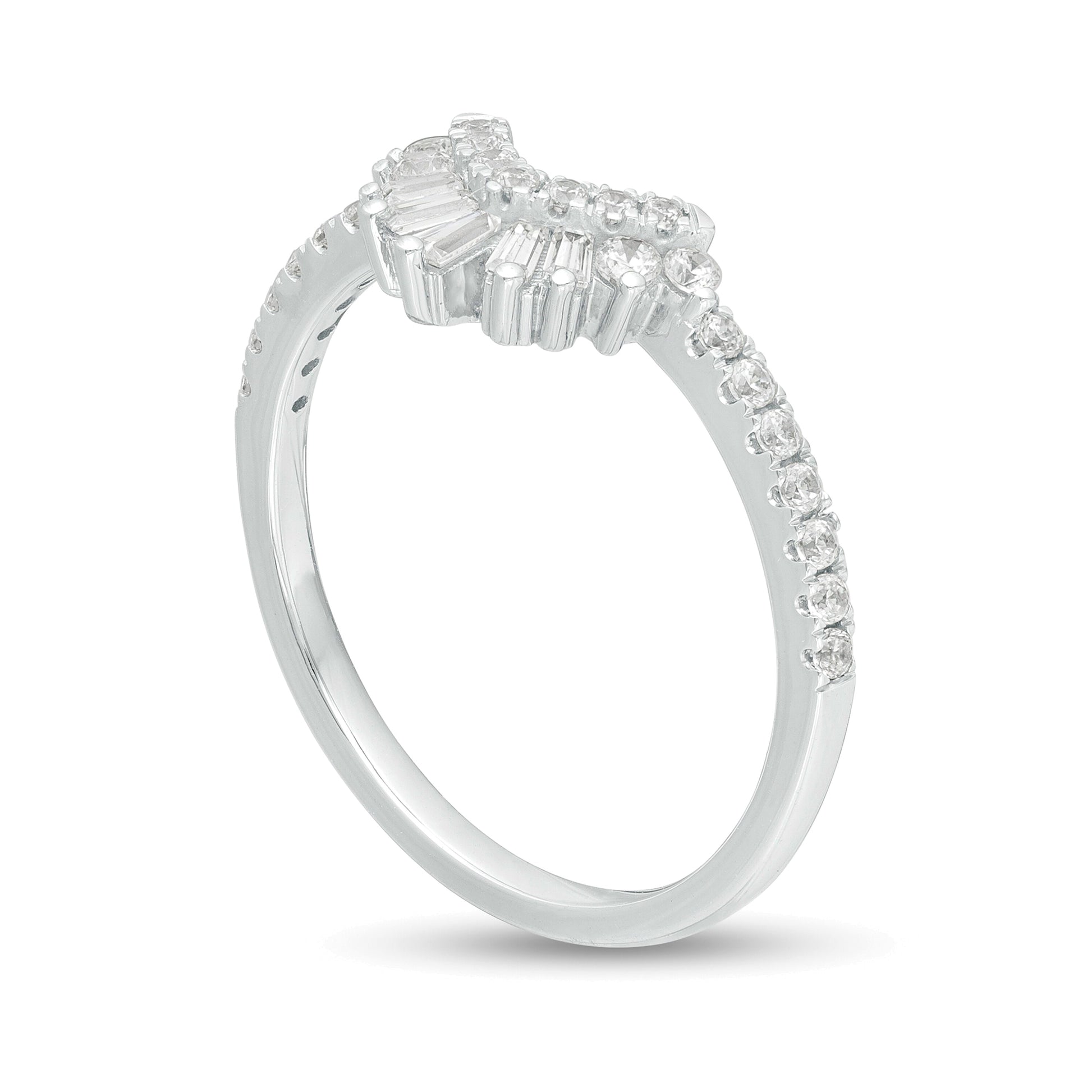 0.38 CT. TW Diamond Contour Crown Anniversary Band in 14K White Gold