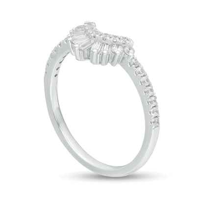 0.38 CT. TW Diamond Contour Crown Anniversary Band in 14K White Gold