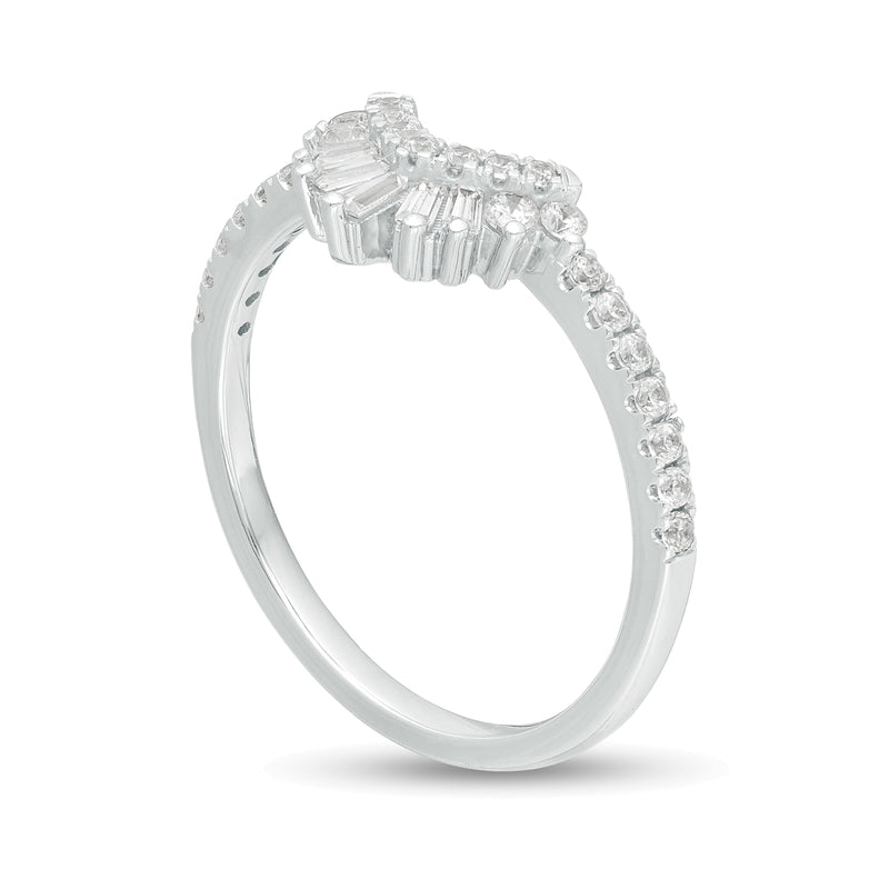 0.38 CT. TW Diamond Contour Crown Anniversary Band in 14K White Gold