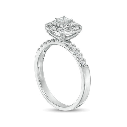 0.5 CT. TW Princess-Cut Diamond Double Frame Engagement Ring in 10K White Gold
