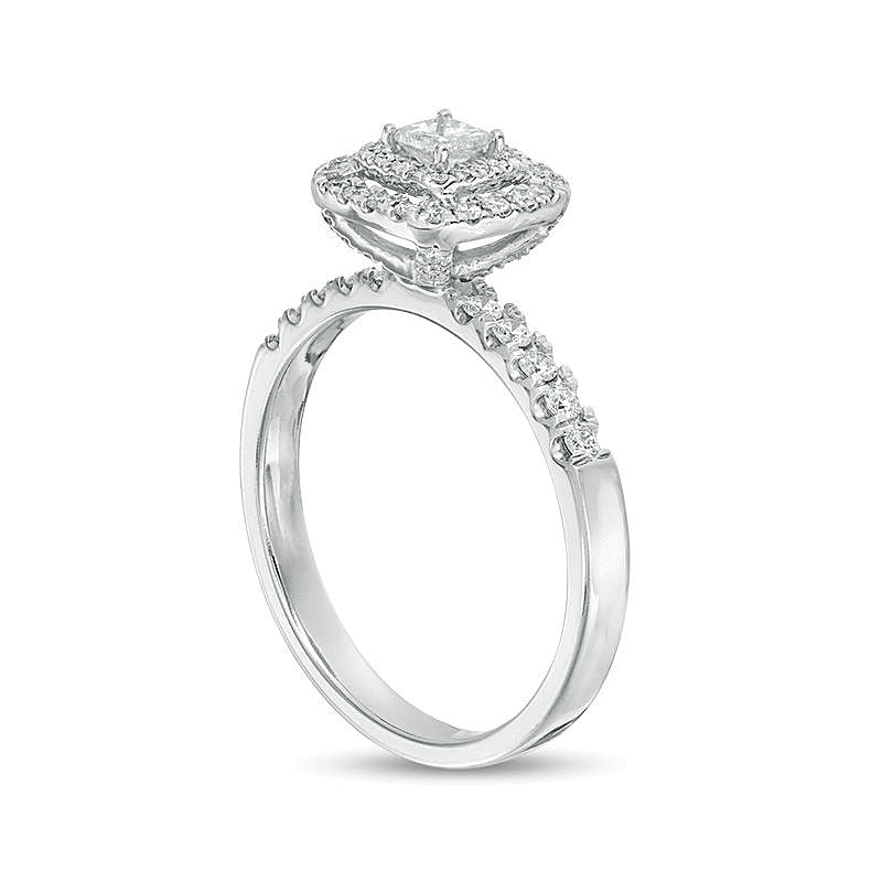 0.5 CT. TW Princess-Cut Diamond Double Frame Engagement Ring in 10K White Gold