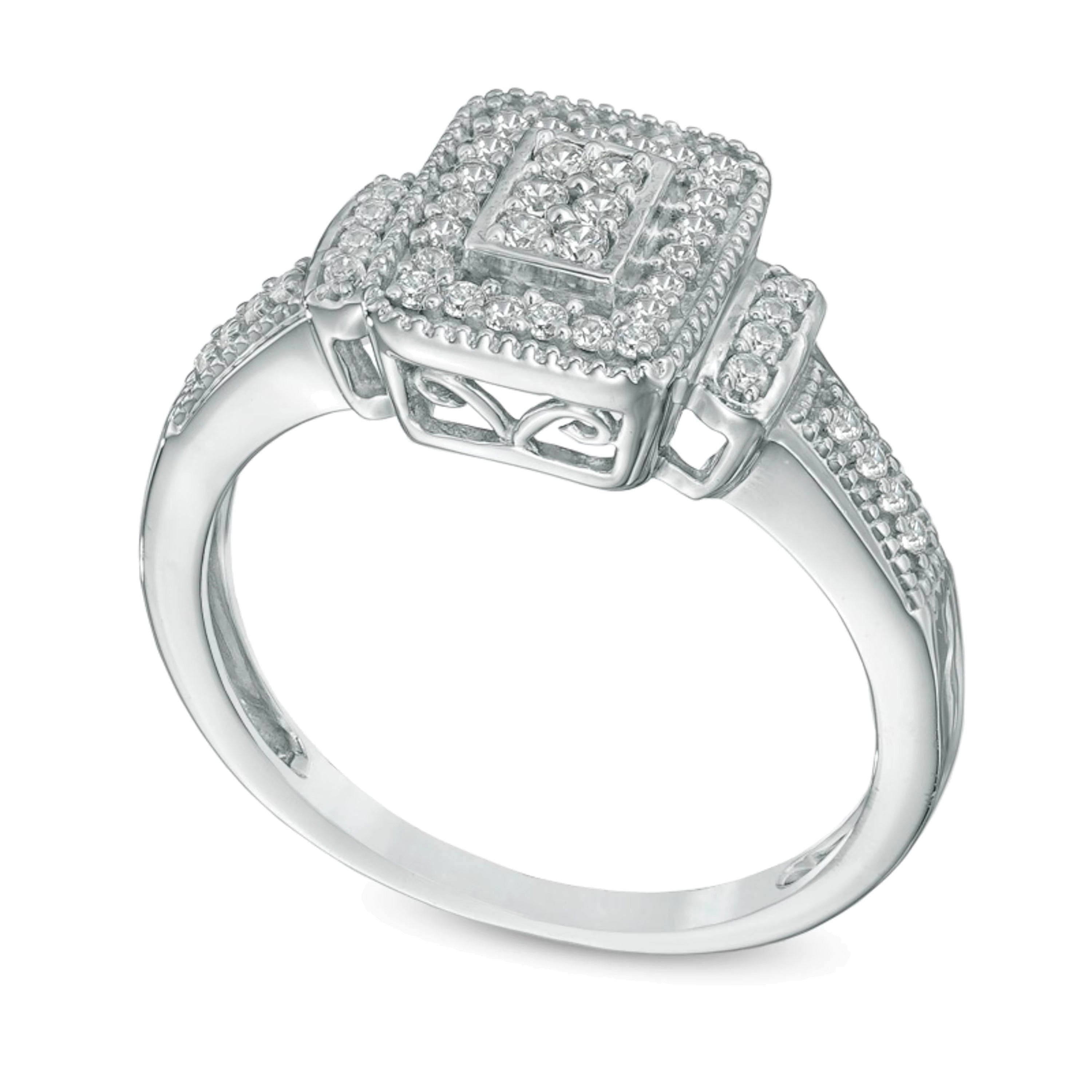 0.25 CT. TW Multi-Diamond Rectangular Frame Ring in 10K White Gold
