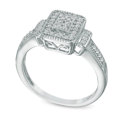 0.25 CT. TW Multi-Diamond Rectangular Frame Ring in 10K White Gold