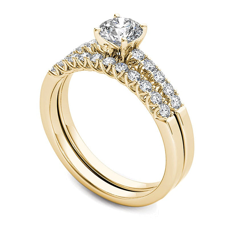 1.0 CT. TW Diamond Overlay Bridal Set in 14K Gold