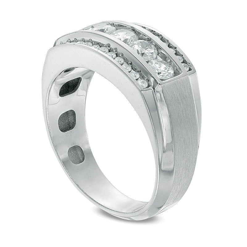 1.25 CT. TW Diamond Three Row Comfort Fit Band in 10K White Gold