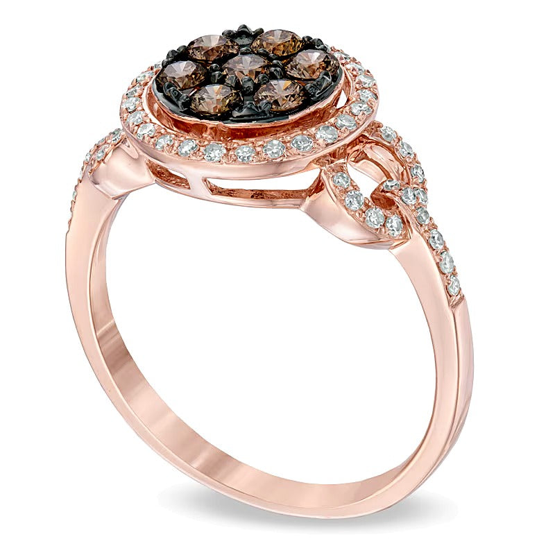 EFFYâ¢ Collection 0.63 CT. TW Champagne and White Diamond Cluster Frame Ring in 14K Rose Gold
