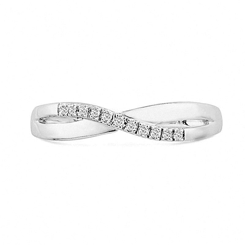 Diamond Accent Criss-Cross Wave Band in 10K White Gold