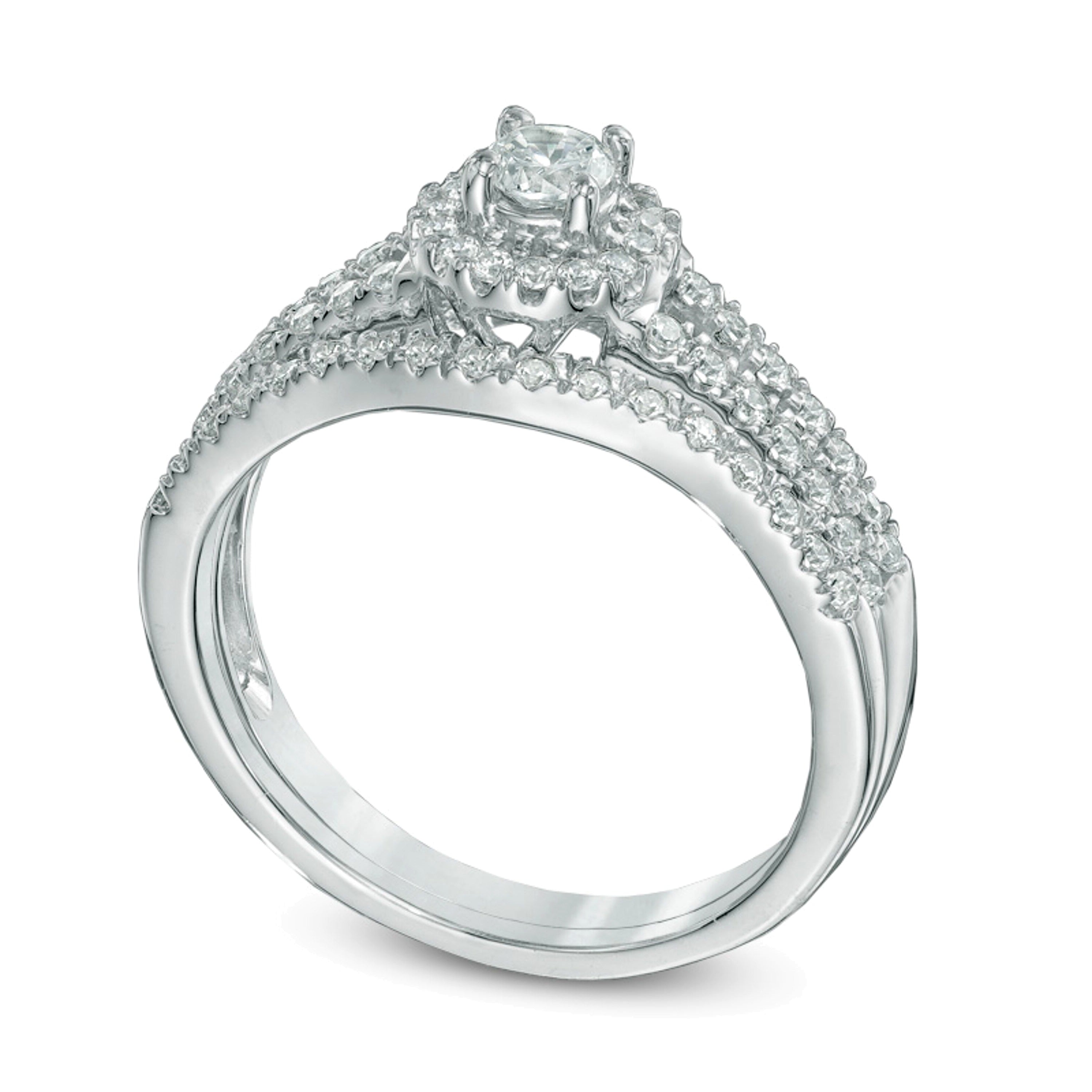 0.5 CT. TW Diamond Frame Bridal Set in 14K White Gold