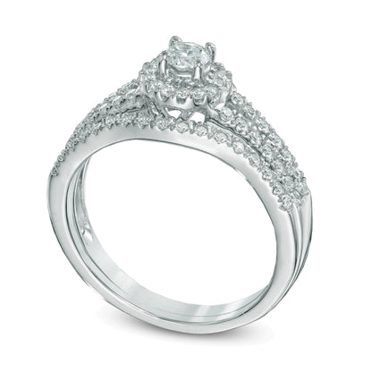 0.5 CT. TW Diamond Frame Bridal Set in 14K White Gold