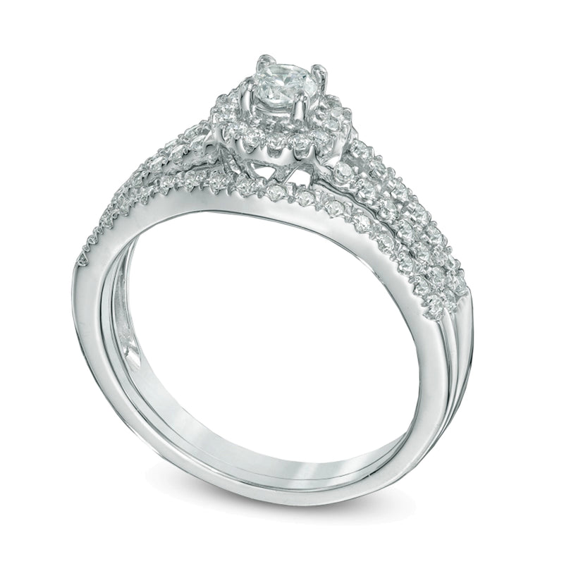 0.5 CT. TW Diamond Frame Bridal Set in 14K White Gold