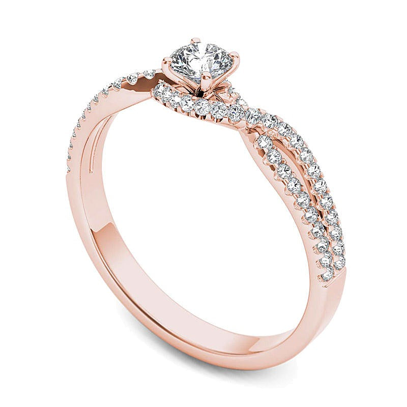 0.38 CT. TW Diamond Twist Engagement Ring in 14K Rose Gold