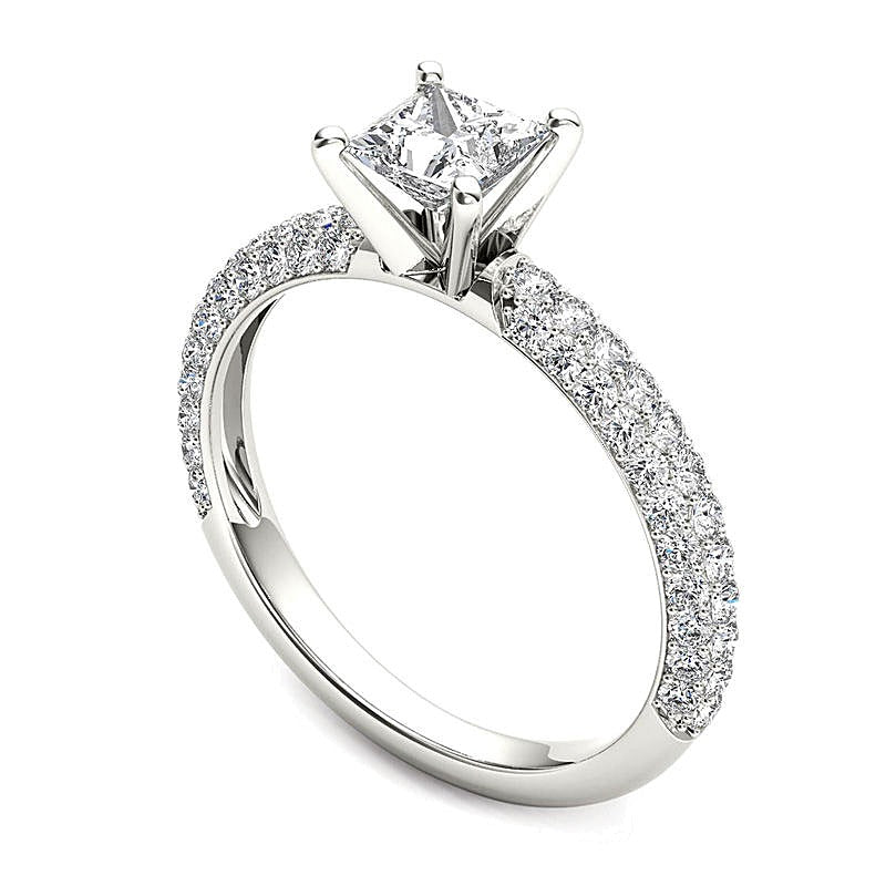 1.0 CT. TW Princess-Cut Diamond Engagement Ring in 14K White Gold