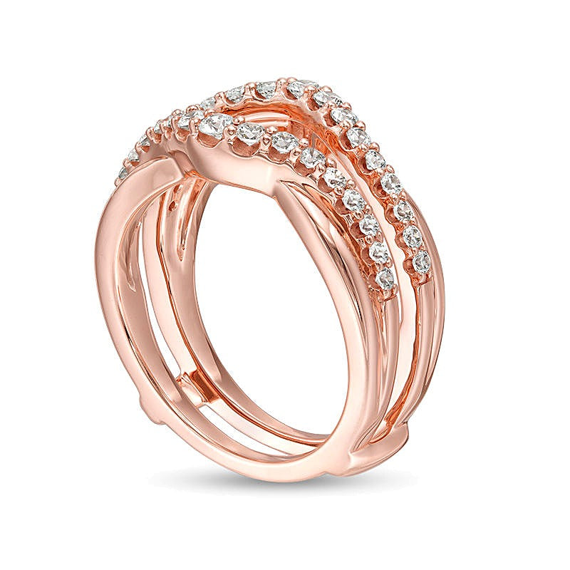 0.63 CT. TW Diamond Layered Contour Ring Solitaire Enhancer in 14K Rose Gold
