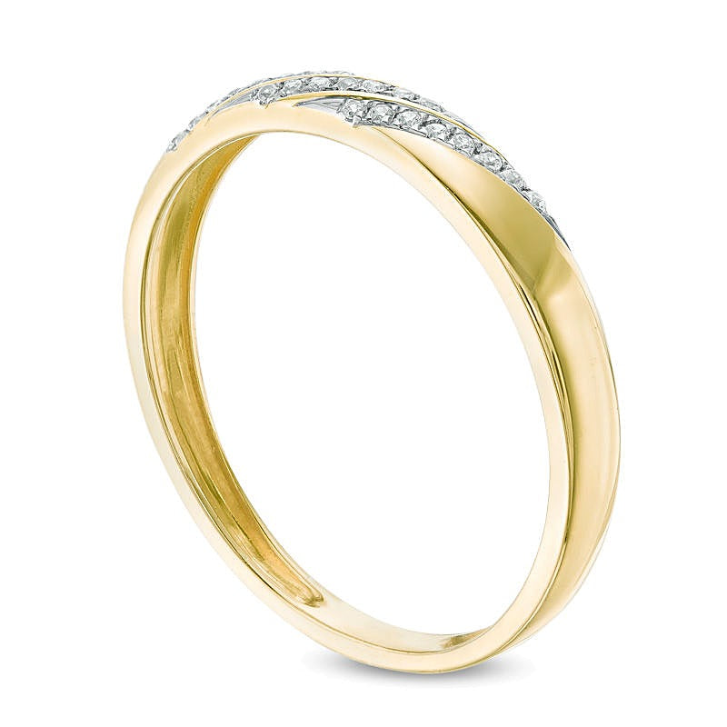 0.05 CT. TW Diamond Accent Slant Wedding Band in 10K Gold