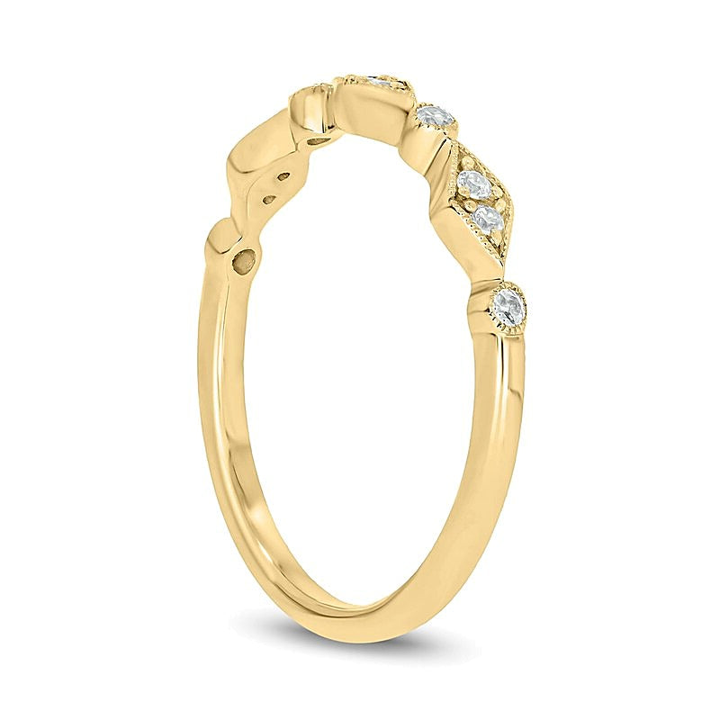 0.1 CT. TW Multi-Diamond Station Art Deco Stackable Band in 10K Gold