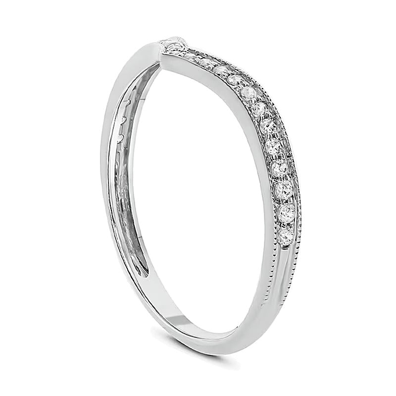 0.2 CT. TW Diamond Vintage-Style Chevron Wedding Band in 10K White Gold