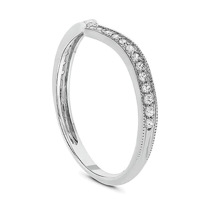 0.2 CT. TW Diamond Vintage-Style Chevron Wedding Band in 10K White Gold