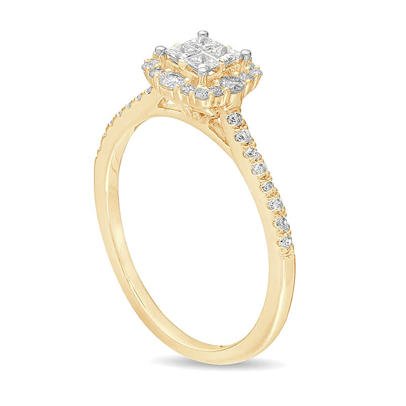 0.38 CT. TW Princess-Cut Quad Diamond Frame Engagement Ring in 10K Gold