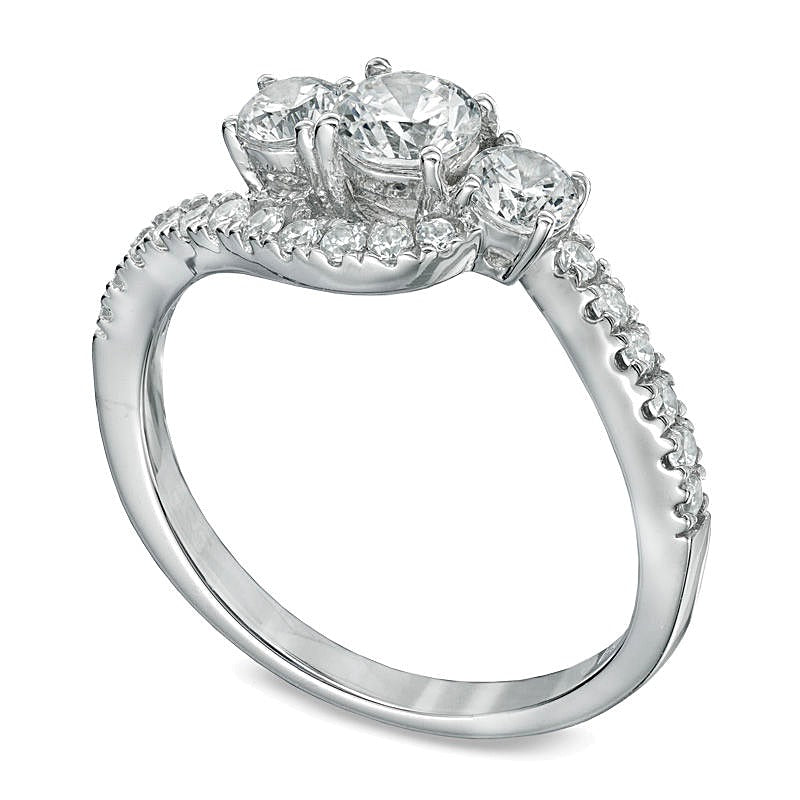 1.0 CT. TW Diamond Bypass Past Present FutureÂ® Ring in 14K White Gold