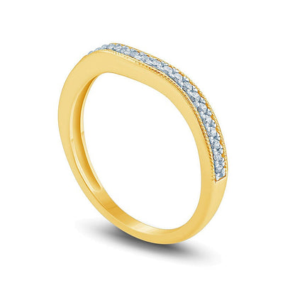 0.17 CT. TW Diamond Vintage-Style Contour Wedding Band in 10K Gold