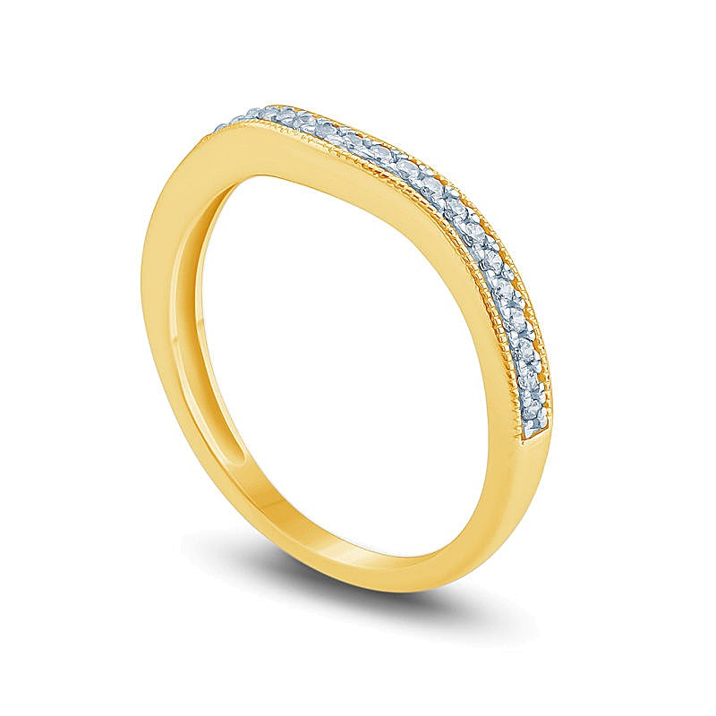 0.17 CT. TW Diamond Vintage-Style Contour Wedding Band in 10K Gold