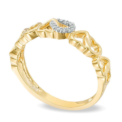 0.05 CT. TW Diamond Alternating Hearts Ring in 10K Gold