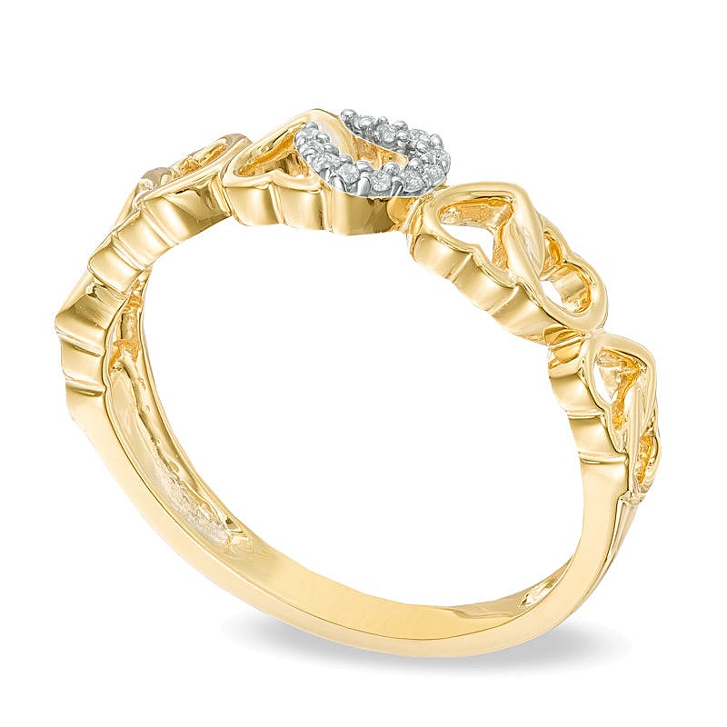 0.05 CT. TW Diamond Alternating Hearts Ring in 10K Gold