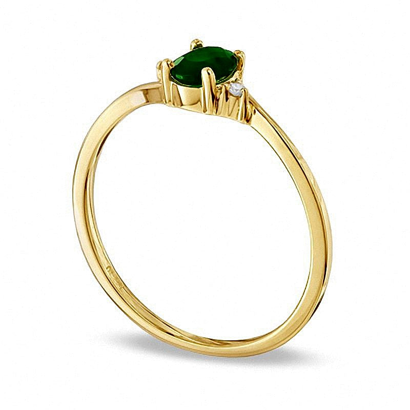Oval Emerald and Diamond Ring in 10K Gold