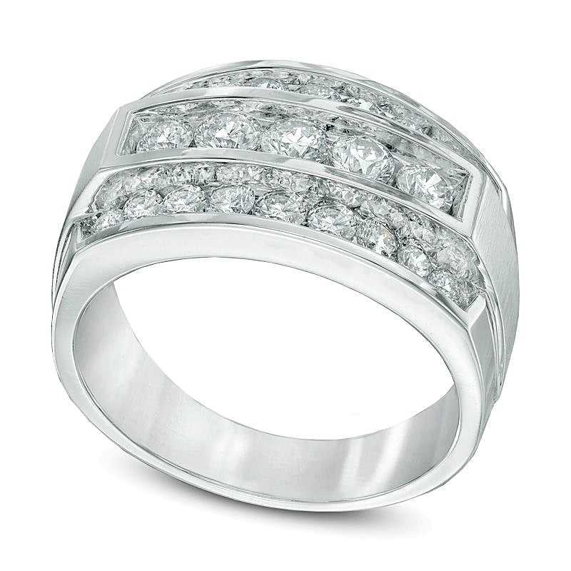 2.0 CT. TW Three Row Diamond Ring in 14K White Gold
