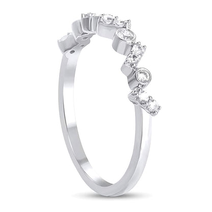 0.2 CT. TW Diamond Bezel-Set Zig-Zag Duos Band in 10K White Gold