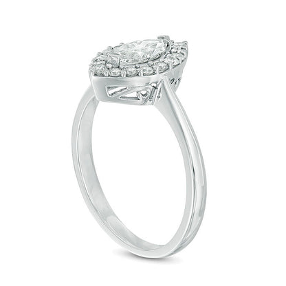 0.75 CT. TW Marquise Diamond Frame Engagement Ring in 10K White Gold
