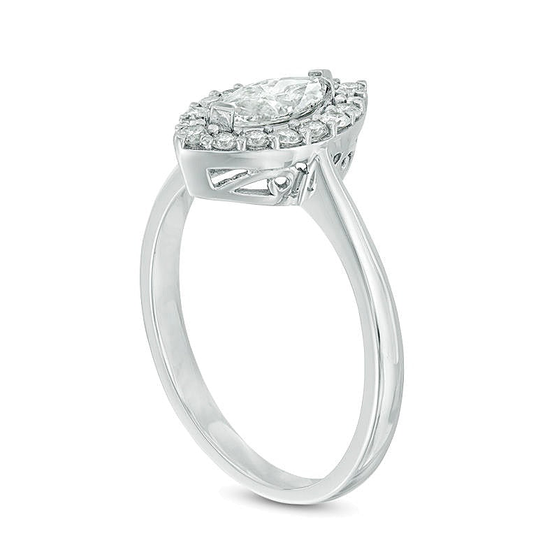 0.75 CT. TW Marquise Diamond Frame Engagement Ring in 10K White Gold