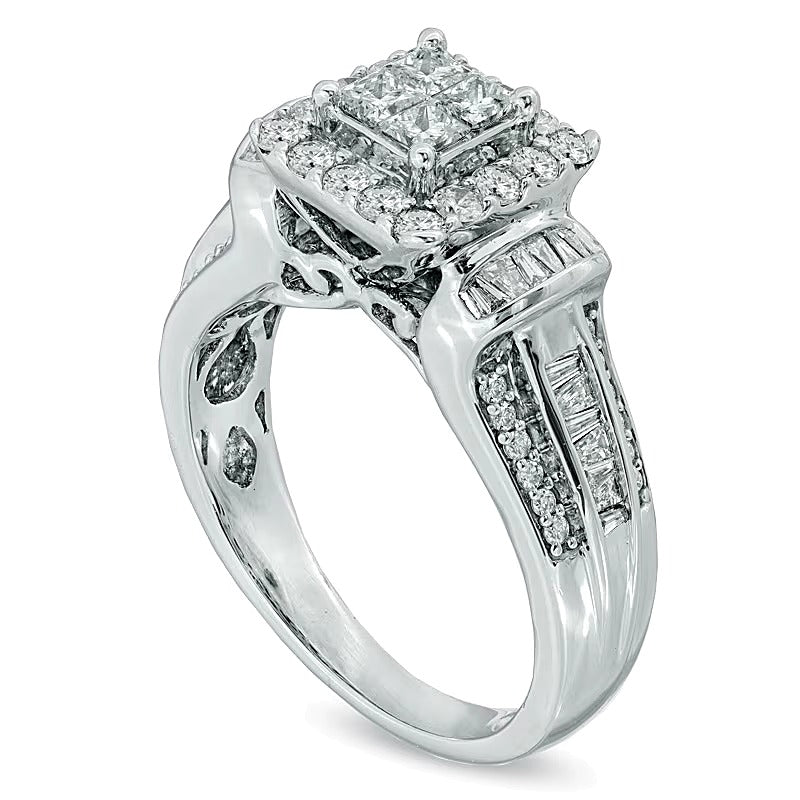 1.0 CT. TW Quad Princess-Cut Diamond Frame Engagement Ring in 10K White Gold