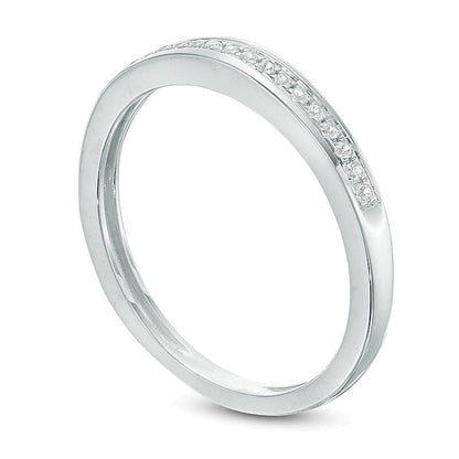 Diamond Accent Channel Anniversary Band in 10K White Gold