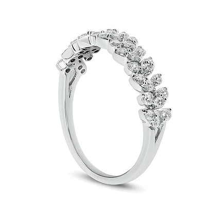 0.5 CT. TW Diamond Leafy Vine Anniversary Ring in 10K White Gold