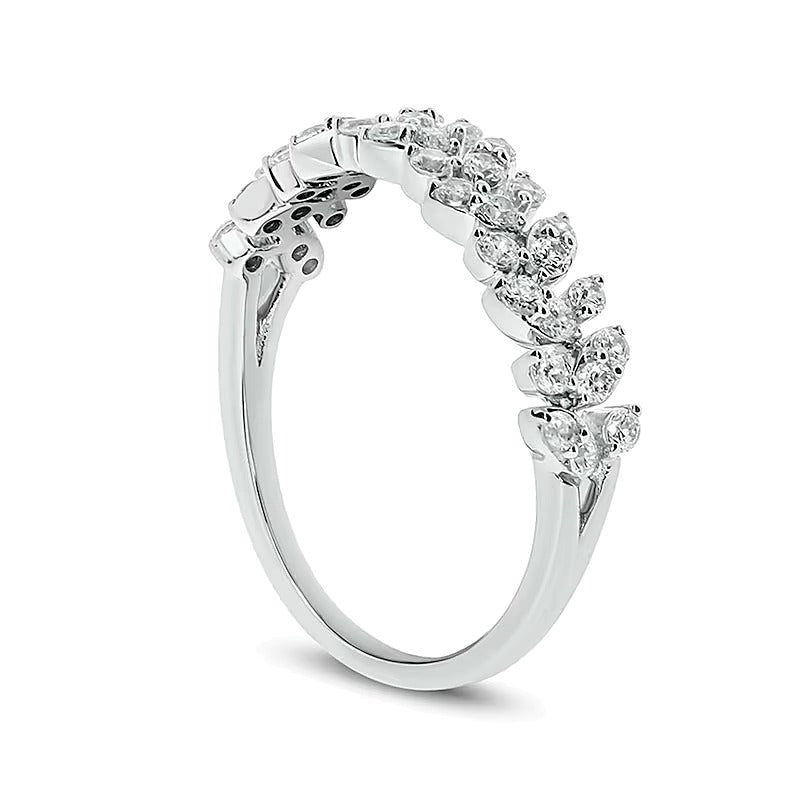 0.5 CT. TW Diamond Leafy Vine Anniversary Ring in 10K White Gold