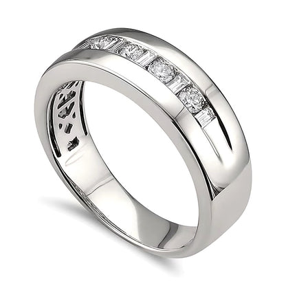 0.5 CT. TW Baguette and Round Alternating Channel Band in 14K White Gold