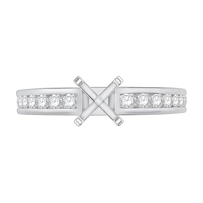 0.38 CT. TW Channel-Set Diamond Solitaire Semi Mount in 14K White Gold