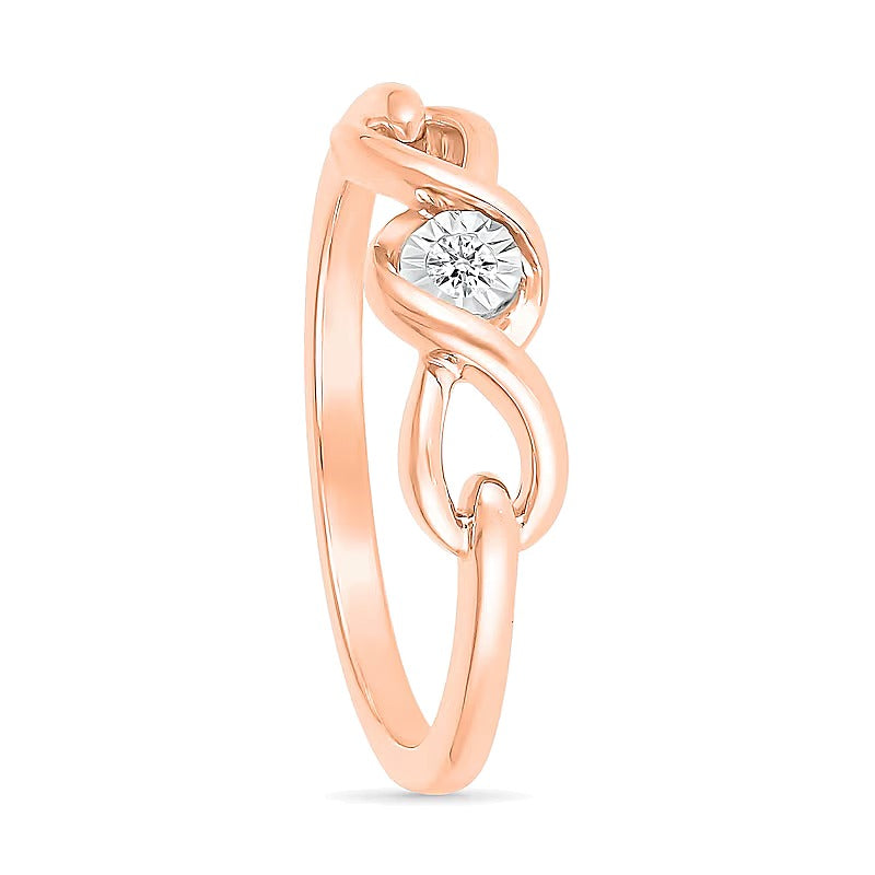 Diamond Accent Solitaire Cascading Infinity Frame Buckle Promise Ring in 10K Rose Gold (J/I3)