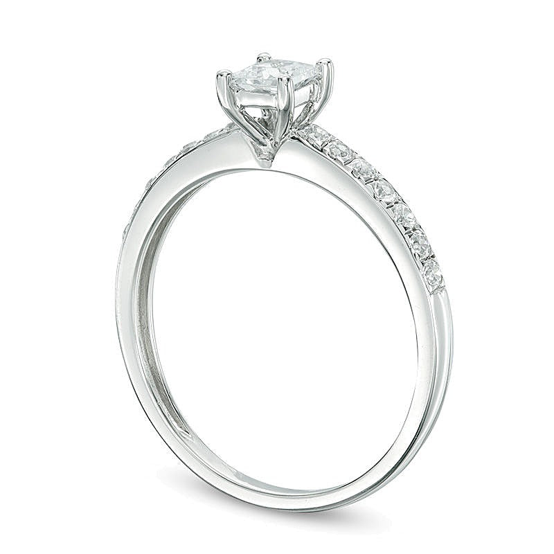 0.5 CT. TW Princess-Cut Diamond Engagement Ring in 10K White Gold