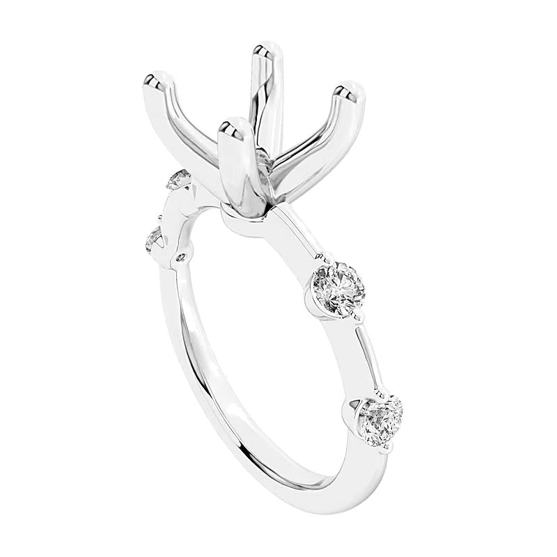 0.25 CT. TW Diamond Station Semi-Mount Setting in 14K White Gold